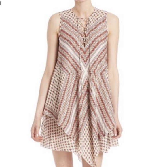 Derek Lam Printed Layered Flowy Silk Mini Dress size 6 - Picture 2 of 8